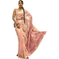 AKHILAM Womens Silk Blend Woven Design Saree With Unstitched Blouse Piece (Pink_KERAT272003_RJ)