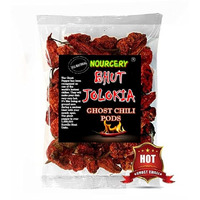 Nourcery Bhut Jolokia Chilli Whole 100 Grams | Ghost Pepper | Naga Chilli | King Chilli | Raja Mirchi | Sundried | Organically Grown | Fire up any dish with a dash of this chilli | Hottest Chilli in India Bhut Jolokia Pods (100gm), Vaccum Packed