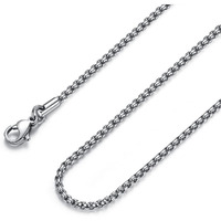 THE MEN THING SILVER ROUNDED BOX - 3mm Chain Stainless Steel 22 inch Necklace for Men & Boys