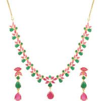 Swasti Jewels Gold Plated CZ Zircon Fashion Jewellery Set Necklace Earrings for Women