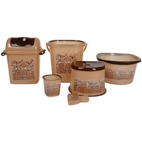 Nayasa Funk 6 Piece Plastic Bucket Set, Brown