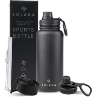 SOLARA Insulated Water Bottle 1000ml, Hot Water Bottle, Thermosteel Water Bottle for Travel, Home, Office, School, Gym, Adults, Water Bottle Hot and Cold, Sipper Bottle, Black Knight