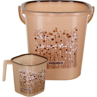 Nayasa Funk Bathroom Set |Bucket 18 L + Mug 1.5 L | Bathroom Set |Bath Set for Bathroom |Brown