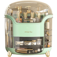 Dravizon Portable Light Luxury Series Multi-Function Makeup Box Dustproof Cosmetic Storage Box,Cosmetics Skin Care Products Jewelry Organizer Case Lipstick Box (Green) Large 34x30x20 cm