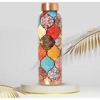 Decorative India Copper 1 Litre Water Bottle With Leak and Rust Proof Protection for Home and Office Use Ayurveda and Yoga Health Benefits Bottle (Gray)