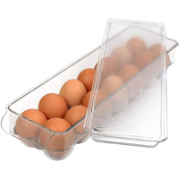 LISHONN Acrylic Rectangular Egg Storage Box Or Egg Trays For Refrigerator With Lid & Handles Egg Tray Box For 14 Egg, Clear, Unbreakable