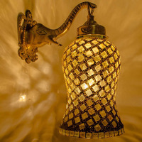 DEVBEADS Hurricane Elephant Trunk Wall Bracket Glass Mosaic Light Lamp (Golden Wave, 19cm, GMF08G21B1)