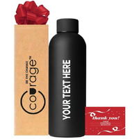 COURAGE; BE THE CHANGE Personalized Name Stainless Steel Water Bottle - 500ml, Hot & Cold|Water Bottle for Office Kids Home College School Gym Color (Black)