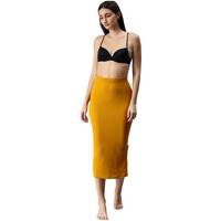 SIRIL Womens Lycra Full Elastic Saree Shapewear Petticoat (180TKC113-S,Mustard Yellow,Small)