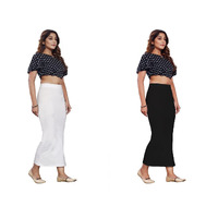 KASHIKAY Microfiber Saree Shapewear,Petticoat,Skirts for Women, Cotton Blended Shape Wear for Saree (S, White & Black)