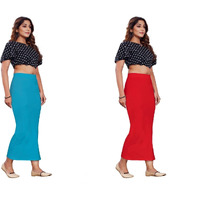 KASHIKAY Microfiber Saree Shapewear,Petticoat,Skirts for Women, Cotton Blended Shape Wear for Saree (XL, FIROZI & RED)