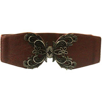 AyA Fashion Womens PU Leather &Elastic Waist Broad Belt (BT0197_Brown)