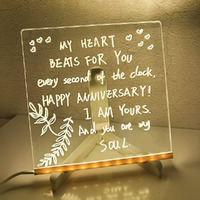 NYRWANA Led Board for Writing, 3D Acrylic LED Message Board, Led Writing Board, Anniversary Gift, Rakhi Gift, Acrylic Dry Erase Board with 13 Pen & Stand for Note/Message - 20x20x1 cm