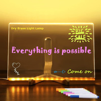NYRWANA Led Board for Writing, 3D Acrylic LED Message Board, Led Writing Board, Couple Gifts, Rakhi Gift, Acrylic Dry Erase Board with 13 Pen & Stand for Note/Message - 30 x 20 x 1 cm