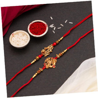 CraftVatika Rakhi Set of 2 for Brother Hanuman Ji Rakhi for Kids Bhaiya Brother Shiva Rakhi for Bhai Designer Rakhi Combo Set with Greeting Card