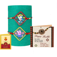 TIED RIBBONS Rakhi for Kids - Set of 2 Cartoon Peppa Pig Doremon Rakhi for Kids Boys Baby Brother with Greeting Card and Roli Chawal