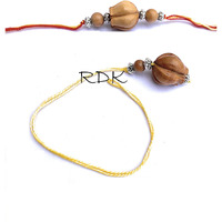 RDK Original Handcrafted Red Sandalwood Couple Pattern Dora Rakhi Lumba Designer Chuda Rakhis Gift For Bhaiya Bhabhi Brother For Unisex Adult