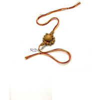 RDK Original Handcrafted Sandalwood Antique Flower Beaded Pattern Dora Rakhi Chandan Rakshbandhan Rakhis for Bhaiya Brother For Men