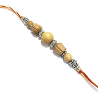RDK Original Handcrafted Sandalwood Dora Rakhi Chandan Designer Rakshbandhan Rakhis for Bhaiya Brother Bhai Bro Lotus Design