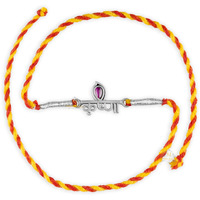 SJ SHUBHAM JEWELLERS 925 Sterling Silver Rakhi for brother God Rakhi Bracelet Raksha Bandhan Pure Cotton For Men, Boys, Kids Rakhi With Roli Chawal (Krishna With Stone)