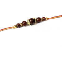RDK Original Handcrafted Red Sandalwood 5 Bead Dora Rakhi Designer Rakshbandhan Rakhis for Bhaiya Brother
