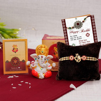 TIED RIBBONS Rakhi For Brother With Gift - Premium Rakhi With Mini Idol Statue Mini Greeting Card- Rakhi Gift For Brother, Men