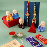 CraftVatika Rakhi Gift for Brother and Bhabhi with Gift Chocolate Hamper - Red Floral Lumba Rakhi for Bhabhi with Miniature Gift