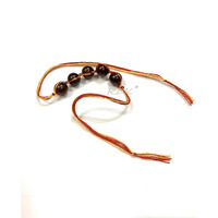 RDK Original Handcrafted Red Sandalwood Antique 5 Beads Dora Rakhi Lal Chandan Designer Rakshbandhan Rakhis for Bhaiya Brother