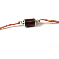 RDK Original Handcrafted Red Sandalwood Cylindrical Bead Pattern Dora Rakhi Lal Chandan Designer Rakshbandhan Rakhis for Bhaiya Brother