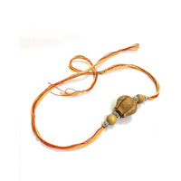 RDK Womens Handcrafted Sandalwood Antique Lotus Beaded Pattern Dora Rakhi