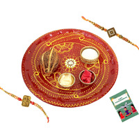 Radhakrishan Designer Rakhi Pooja thali Combo-Rakhi Gift for Brother with Greeting Card- Unique Design (Set of 8)