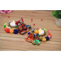 JH Gallery Handmade Recycled Material Puppet Diyas Rajasthani Dolls Tealight/Diya/Diwali Diya/Idol Diyas Holders Gift for Diwali, Home Decor/Temple Decor, Multicolor (Pack of 2)