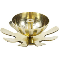 Klassic Decorative Designer Lotus Petal Shaped Akhand Diya for Temple, Home, Festivals, Puja| Kamal Shape Diwali Diya (Medium, Gold)