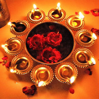 Furnish Craft Diya Shape Flower Decorative Urli Bowl for Home Floating Flowers & Tea Light Candles Home,Office &Table Decor| Diwali Decoration Items, Metal, Gold (10 Inches)