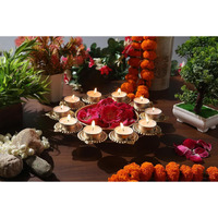 Furnish Craft Diya Shape Flower Decorative Urli Bowl for Home Floating Flowers & Tea Light Candles Home,Office &Table Decor| Diwali Decoration Items, Metal, Gold (12 Inches)