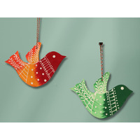 JH Gallery Handcrafted and Emboss Painted Colorful Wooden Birds Hangings for Wall/Garden Decor, Multicolor, (Pack of 2)