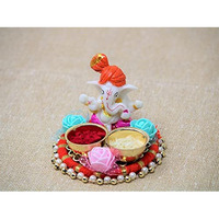 JH Gallery Lord Ganesh Chandan Roli Kumkum Chawal Holder Home Decorative Items Chopda for Pooja and Gift Purpose (Pack of 1)