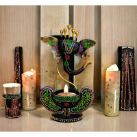 Vipron Iron T Light Ganesh Candle Holder showpiece candle stand Living room Home Decor (Black)