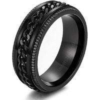 University Trendz Black Fidget Spinner Band Rings for Men & Boys - Cool Stainless Steel Spinning Ring (Black)