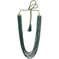 Ratnavali Jewels Five Layer Real Emerald Green Onyx Stone Beads Necklace for Women and Girls (Five Layer RV2223G)