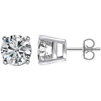 LeCalla 925 Sterling Silver BIS Hallmarked Round 8MM Cubic Zirconia Small Stud Earrings for Women and Girls