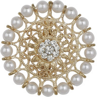 ACCESSHER Golden Rhinestone with Pearl Saree Pin for Women | Pearl Brooch for Women/Saree brooch for women/saree clip for holding saree pleats Set of 1