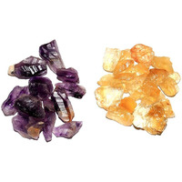 R.R. SHEIKH GEMS Natural Citrine And Natural Amethyst Stone Crystal Rough Combo Raw Rock Healing Crystal Gemstones (50+50GM =100GM Pack)