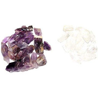 RR SHEIKH GEMS Natural Healing Crystal Gemstones Rough Gemstones Combo: Amethyst And Clear Quartz Stones