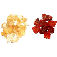 R.R. SHEIKH GEMS Natural Rough Healing Crystal Gemstones Combo: Citrine And Carnelian Stones
