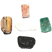 R.R. Sheikh Gems Natural Healing Gemstones Combo - Crystal, Tourmaline, Tiger Eye, Green Aventurine, Carnelian - 5 Pcs