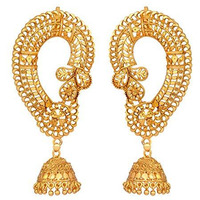 JFL - Jewellery for Less Traditional Collection Gold Plated Copper Floral Ear Cuff Earrings for Women (Gold),Valentine