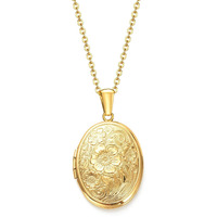 Via Mazzini 18K Real Gold Plated Oval Photo Memory Locket Pendant Necklace With Chain Valentine Gift For Women And Girls (NK0986) 1 Piece Only