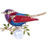 Adorn Meenakari Work Sparrow Shaped Multicolour Wedding Brooch for Men and Women (B2171)