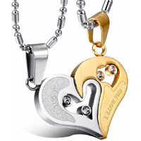 University Trendz Stainless Steel I Love You Blue & Gold Pendant Set for Men & Women (Blue & Silver)